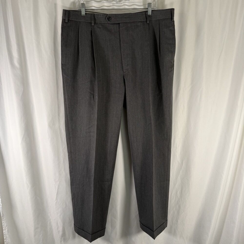 Brooks Brothers 100% Wool 38x31 Grey Pleated Slash Pocket Office Work